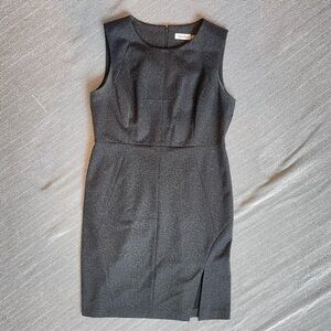 Calvin Klein Charcoal Sleeveless Midi Sheath Dress 14